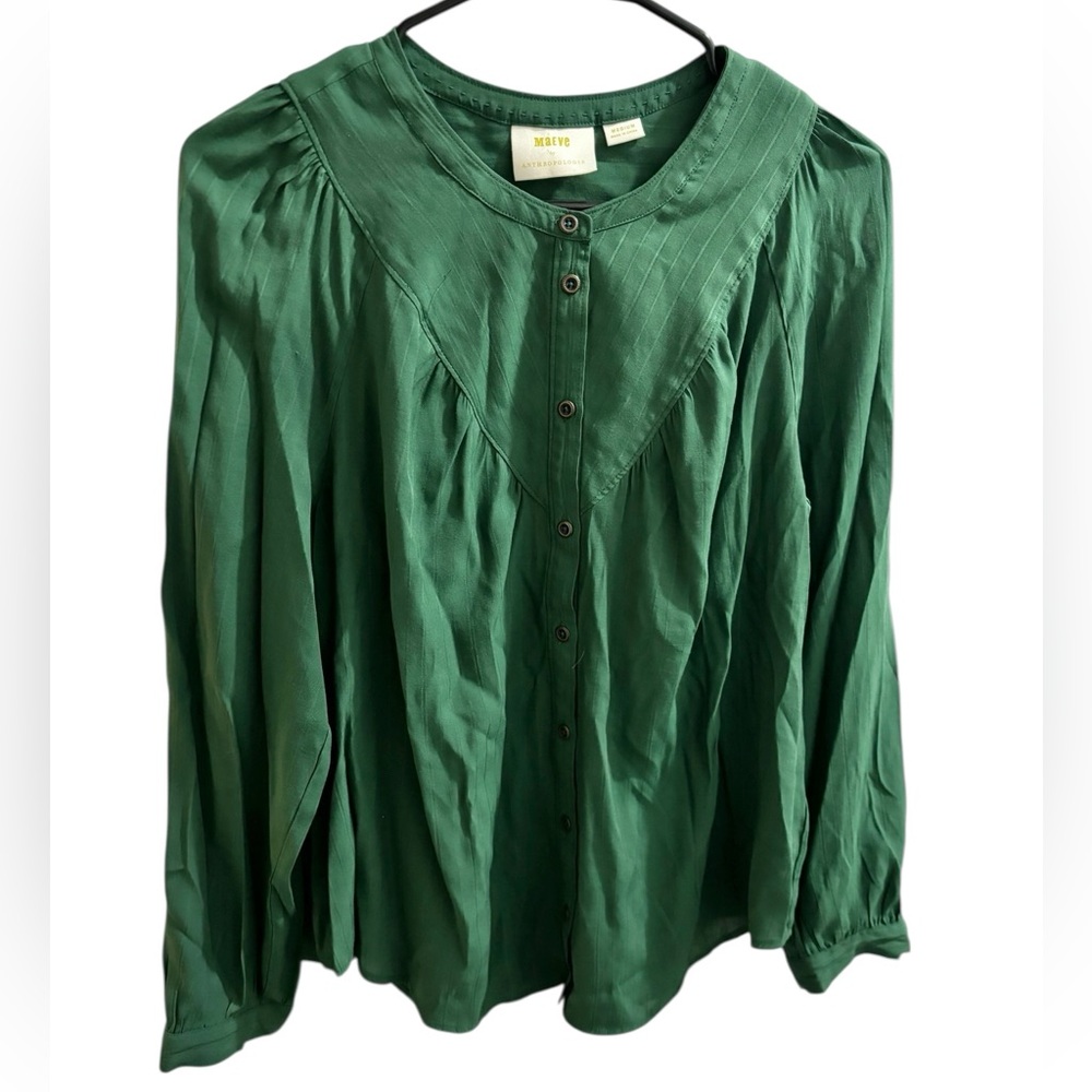 Maeve Avignon Emerald Green Button Down Blouse - Picture 4 of 7